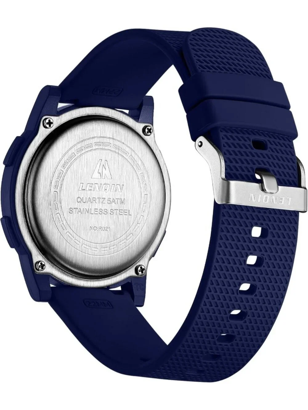 Men's Navy Blue Black Digital Ultra Thin Sports Waterproof Silicone Band Watch